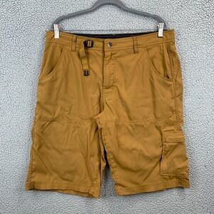 PrAna Shorts Men's Size Mens Lg Tan Belted Elastic Standard Fit